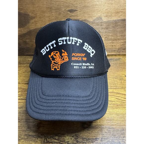 Trucker Hat BUTT STUFF BBQ snap back 100% Polyester - Picture 1 of 6